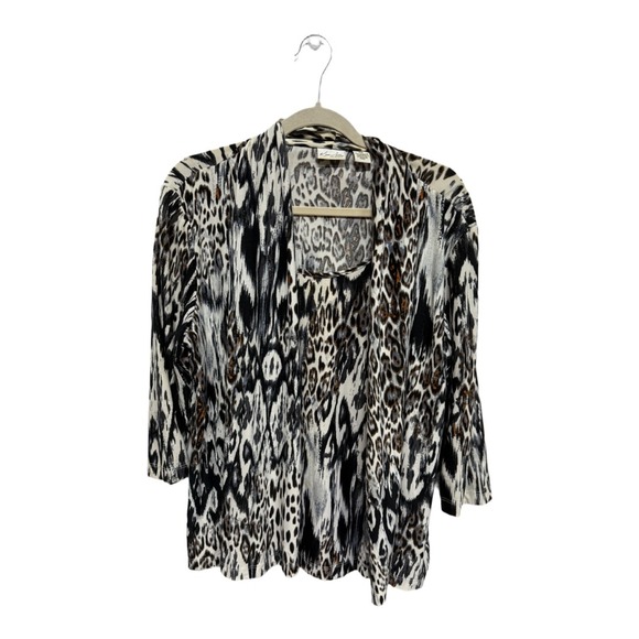 Animal print open front cardigan built in tank old money size Petite XL - Picture 1 of 5